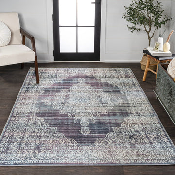 Regis Bohemian Medallion Washable Area Rug